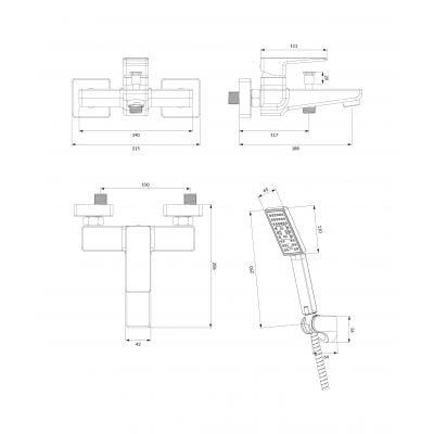 Omnires Parma PM7431IN bateria wannowo-prysznicowa
