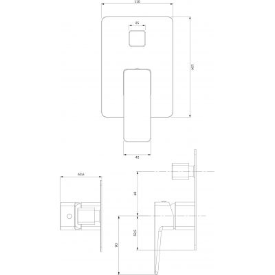 Omnires Parma PM7435BL bateria wannowo-prysznicowa podtynkowa