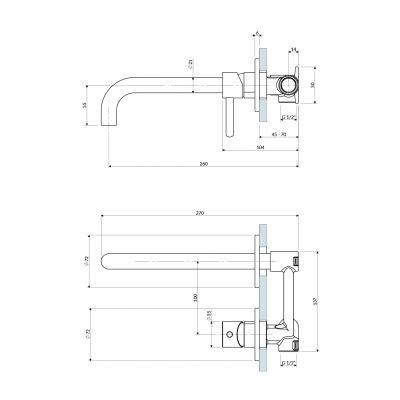 Omnires Y bateria umywalkowa podtynkowa złoty szczotkowany Y1215HLGLB