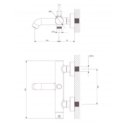 Bateria wannowo-prysznicowa ścienna miedź Y1231CPB Omnires Y