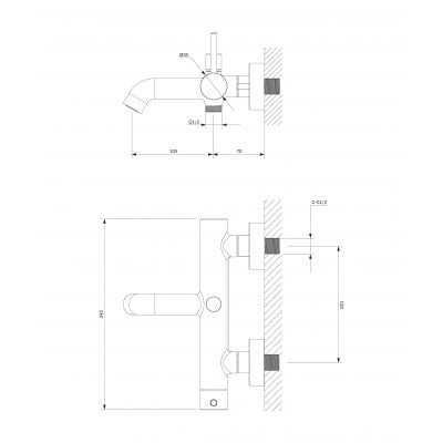 Bateria wannowo-prysznicowa ścienna złota Y1231GLB Omnires Y