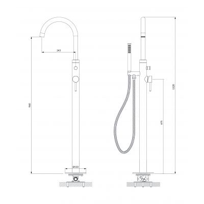 Bateria wannowo-prysznicowa wolnostojąca biała Y1233WM Omnires Y