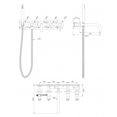 Bateria wannowo-prysznicowa podtynkowa czarna Y12371BL Omnires Y
