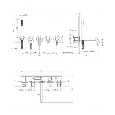 Bateria wannowo-prysznicowa podtynkowa chrom Y12371CR Omnires Y