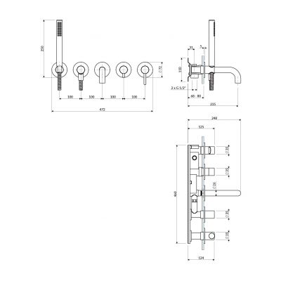 Bateria wannowo-prysznicowa podtynkowa chrom Y12371SCR Omnires Y