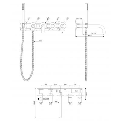 Bateria wannowo-prysznicowa ścienna biała Y12371WM Omnires Y
