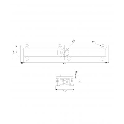 Odpływ prysznicowy 100 cm LOWFIX100TSL Omnires Lowfix