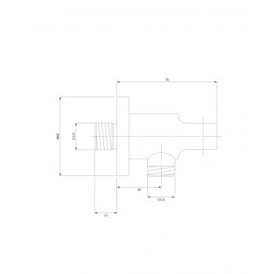 Omnires Invest Project 8873CR przyłącze kątowe z uchwytem chrom