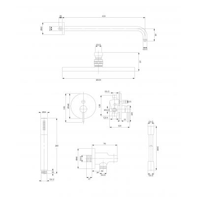 Zestaw prysznicowy podtynkowy z deszczownicą miedź SYSY35CPB Omnires Y