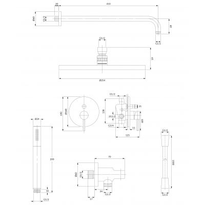 Zestaw prysznicowy podtynkowy z deszczownicą grafitowy SYSY35GR Omnires Y