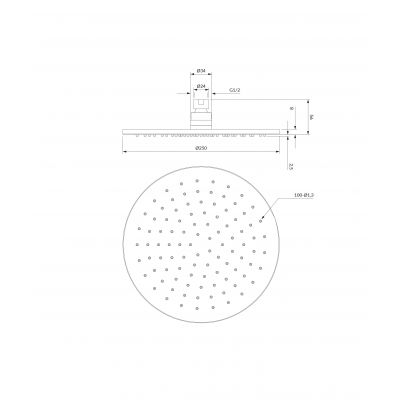 Omnires SlimLine WG125CAT deszczownica 25x25 cm okrągła
