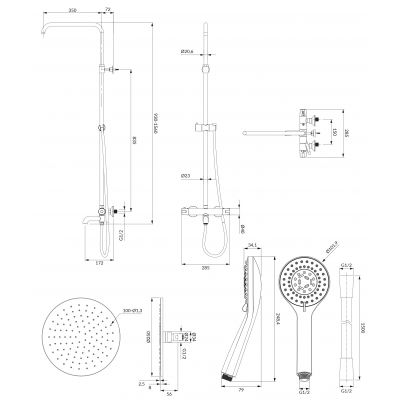 Zestaw prysznicowy ścienny termostatyczny chrom Y1234ALCR Omnires Y