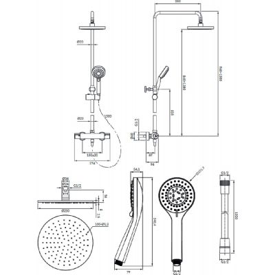 Omnires Y Y1244LUXLCR zestaw podtynkowy ścienny chrom