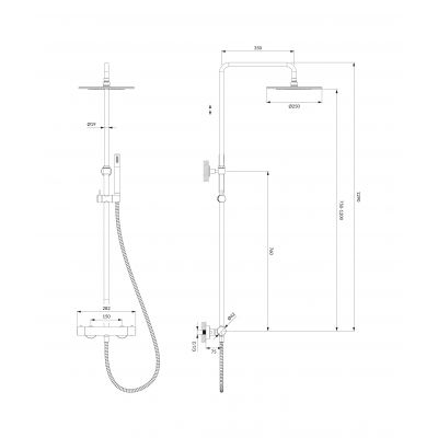 Zestaw prysznicowy ścienny termostatyczny z deszczownicą miedź Y1244SUCP Omnires Y