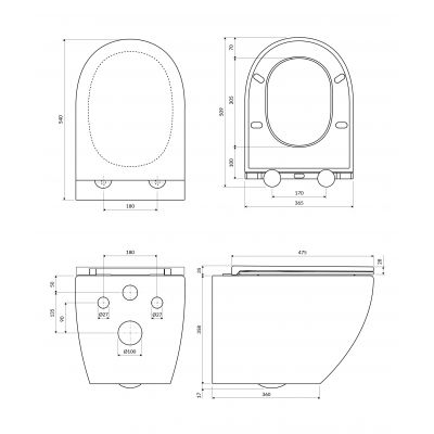 Miska WC z deską wolnoopadającą wisząca bez kołnierza biały mat OTTAWACMWBM Omnires Ottawa