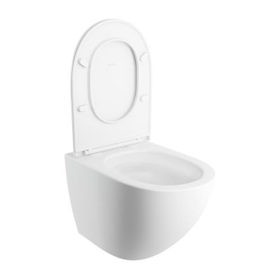 Miska WC z deską wolnoopadającą wisząca bez kołnierza spłukiwanie wirowe biały mat OTTAWACSPMWBM Omnires Ottawa