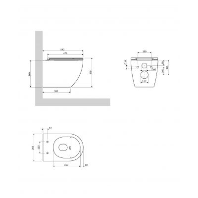 Miska WC z deską wolnoopadającą wisząca bez kołnierza spłukiwanie wirowe biały połysk OTTAWACSPMWBP Omnires Ottawa