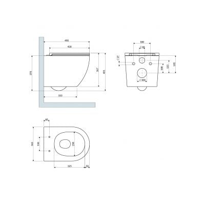 Miska WC z deską wolnoopadającą wisząca bez kołnierza spłukiwanie wirowe biały połysk OTTAWASPMWBP Omnires Ottawa