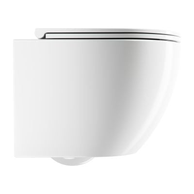 Miska WC z deską wolnoopadającą wisząca bez kołnierza spłukiwanie wirowe biały połysk OTTAWASPMWBP Omnires Ottawa