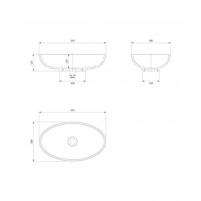 Umywalka 51x30 cm owalna nablatowa biała CreteBP Omnires M+