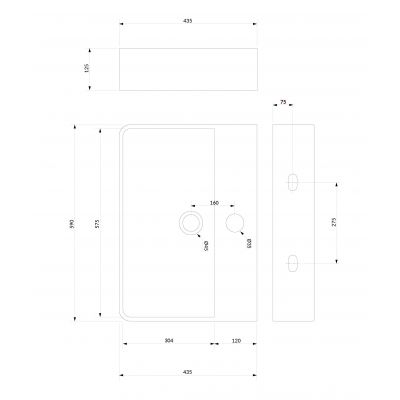 Umywalka 60x43 cm prostokątna nablatowa biała GARLAND600BP Omnires Garland