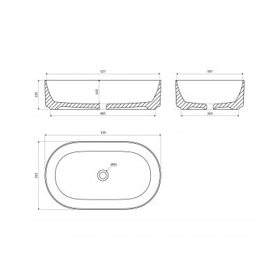 Umywalka 53x32 cm owalna nablatowa biała MESA530BM Omnires Mesa