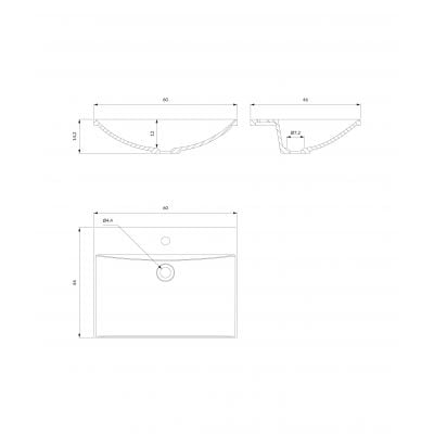Umywalka 60x46 cm prostokątna meblowa biała NAXOSF600BP Omnires Naxos M+