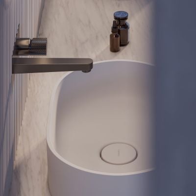 Umywalka 55x36 cm owalna nablatowa biała OVOUNBM Omnires Ovo M+