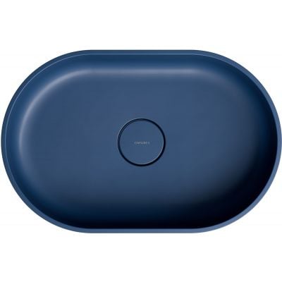 Umywalka 55x36 cm owalna nablatowa niebieska OVOUNMB Omnires Ovo M+