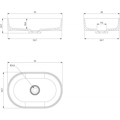 Umywalka 55x36 cm owalna nablatowa niebieska OVOUNMB Omnires Ovo M+