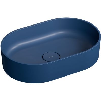 Umywalka 55x36 cm owalna nablatowa niebieska OVOUNMB Omnires Ovo M+