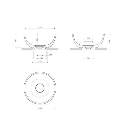 Umywalka 35x35 cm okrągła nablatowa biała SHELL350UNBM Omnires Shell M+