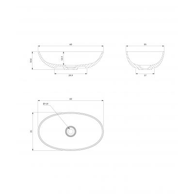Umywalka 60x35 cm owalna nablatowa brąz/beż SHELLUNDB Omnires Shell M+