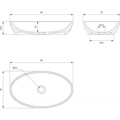 Umywalka 60x35 cm owalna nablatowa biała SIENALUNBP Omnires M+