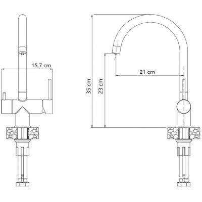 Bateria do filtra wody stojąca złoto/stare złoto 3623512PVDG1 Quadron Caren