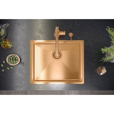 Zlewozmywak stalowy z syfonem 74x44 cm złoty MF7444PVDBSG1 Quadron Anthony