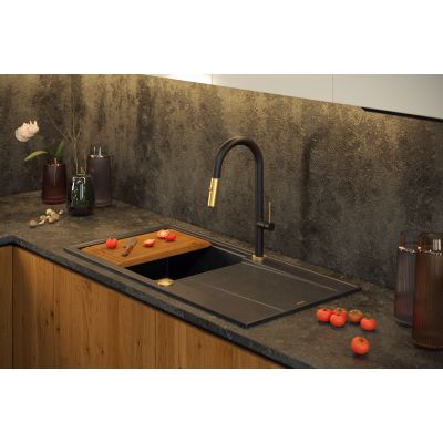 Zlewozmywak GraniteQ 116x50 cm czarny HQE11650U7PVDC1P2O Quadron Evan