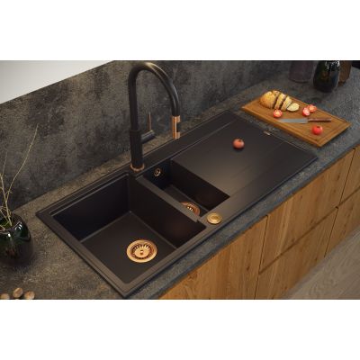Zlewozmywak GraniteQ 116x50 cm czarny HQE11650U7PVDC1P2O Quadron Evan