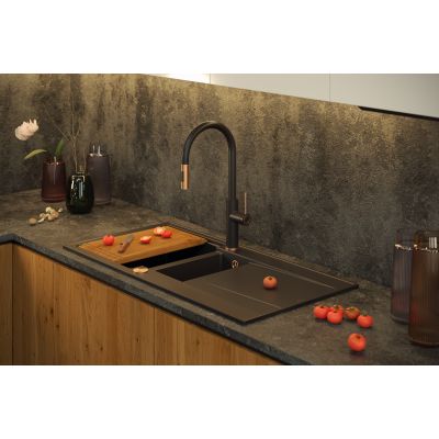 Zlewozmywak GraniteQ 116x50 cm czarny HQE11650U7PVDC1P2O Quadron Evan