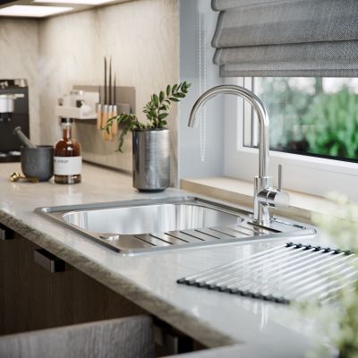 Zlewozmywak stalowy z syfonem 58x48 cm HD116SAT5848 Quadron Kevin