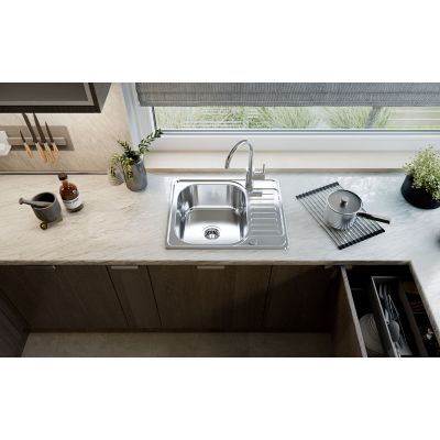 Zlewozmywak stalowy z syfonem 58x48 cm HD116SAT5848 Quadron Kevin