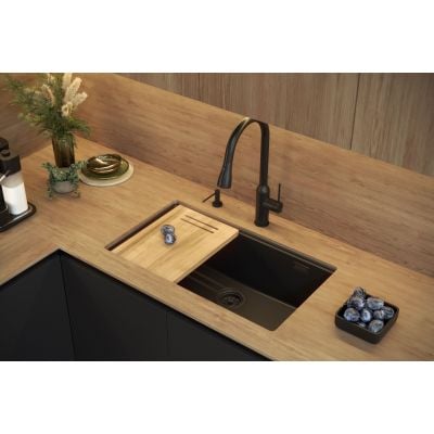 Zlewozmywak GraniteQ 76x45 cm czarny HQL7645U7PVDC1U Quadron Logan