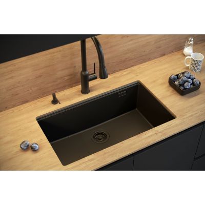 Zlewozmywak GraniteQ 76x45 cm czarny HQL7645U7PVDC1U Quadron Logan