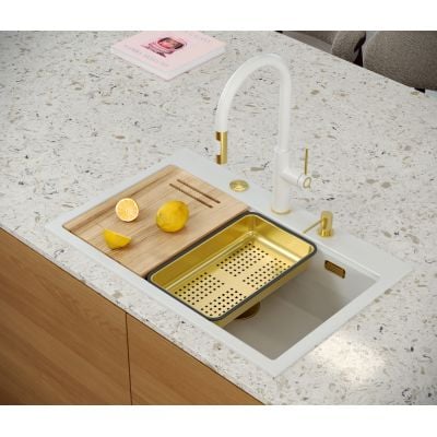 Zlewozmywak GraniteQ 75x49 cm szary/grafitowy/onyx HQM7650U5FMPVDC1 Quadron Marc