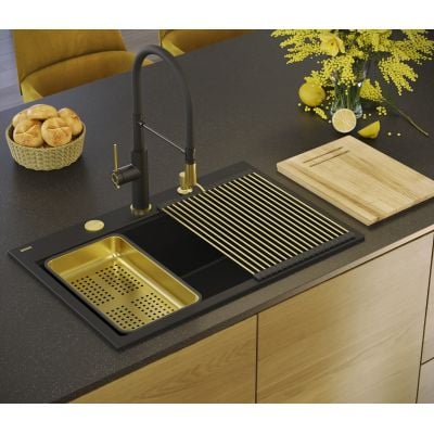 Zlewozmywak GraniteQ 75x49 cm szary/grafitowy/onyx HQM7650U5FMPVDC1 Quadron Marc