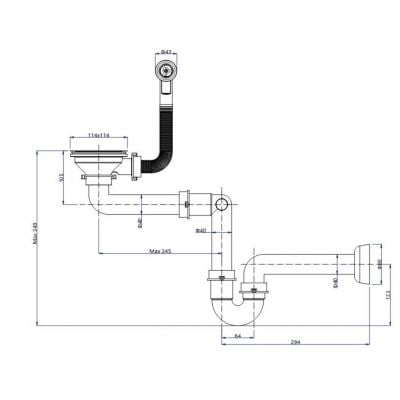 Syfon zlewozmywakowy M1SSGS6 Quadron Save Space