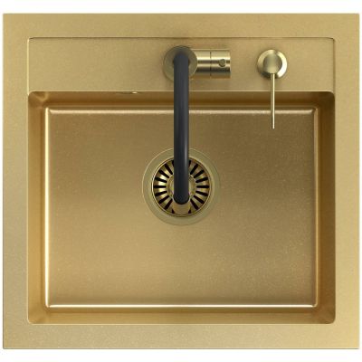 Zlewozmywak z baterią i dozownikiem złoty / czarny ART5047G13323503PVDG1D Quadron Art Johnny 110