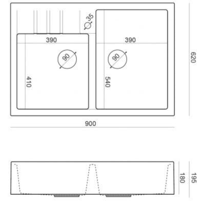 Zlewozmywak GraniteQ 90x62 cm HCQB9062U1BS Quadron Bill