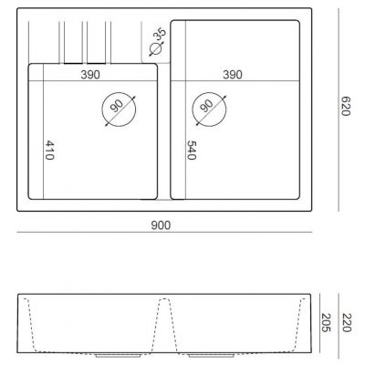 Zlewozmywak GraniteQ 90x62 cm HCQB9062U8PVDC1 Quadron Bill