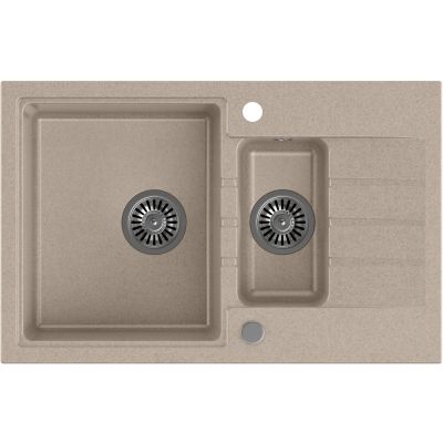 Zlewozmywak z baterią i akcesoriami beżowy / stal HCQP57850BEZK3673500BS Quadron Comfort 156